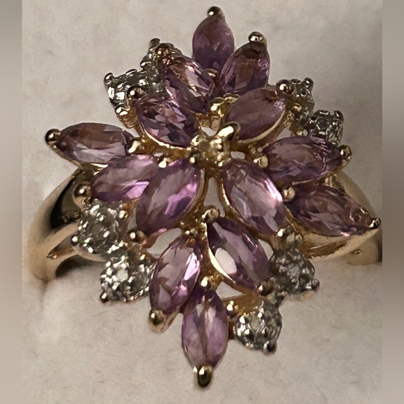 ❤️ Amethyst Flower Cluster Ring 😍 Marked lowest price 🥰 - Picture 2 of 15